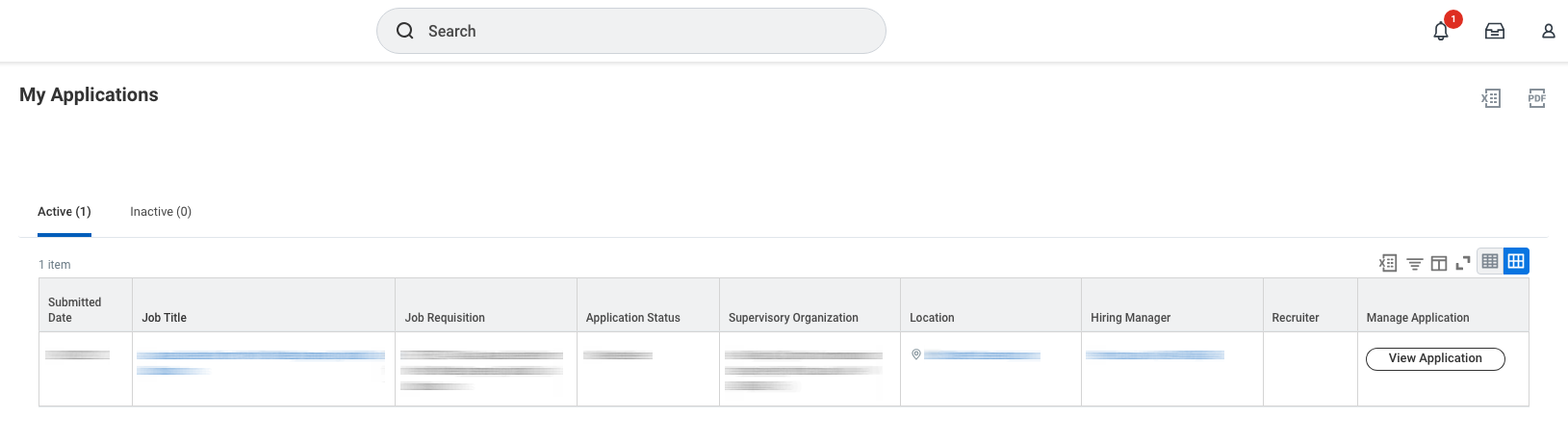 Application status summary page