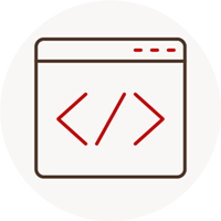 icon of a slash contained in closed brackets
