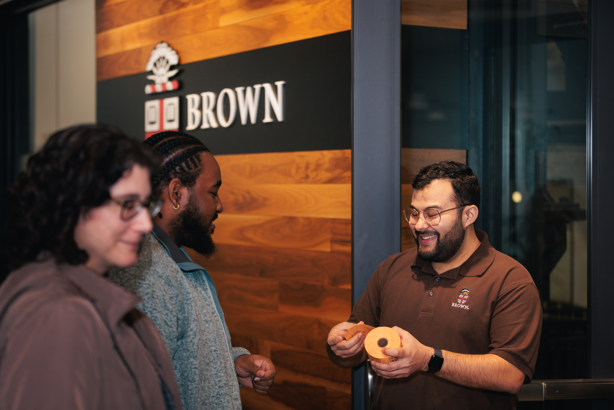 Brown University employees gathering to discuss employee benefits