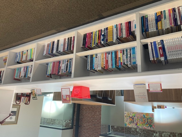 LDE Lending Library books on shelves